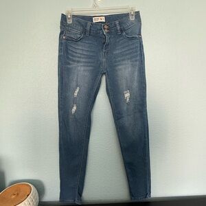 Beautees Blue Skinny Jeans with Distressed Details